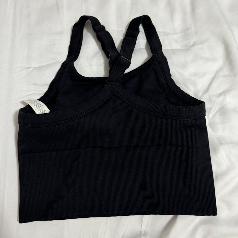 ALO Yoga Black Ribbed Sports Top